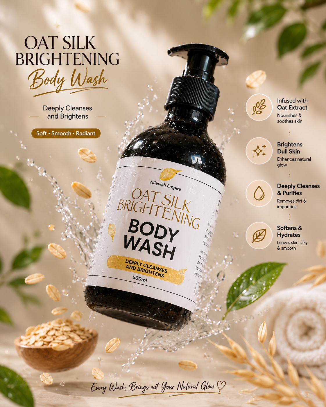 Oat Silk Brightening Body Wash- 500ml