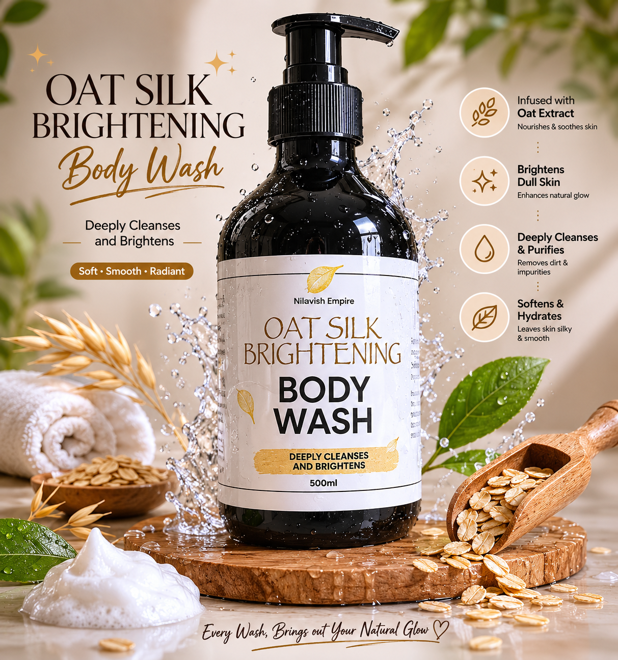 Oat Silk Brightening Body Wash- 500ml