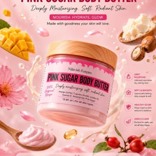 pink sugar body butter – deeply moisturizing & radiant skin 13.5oz
